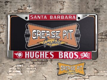 Hughes Bros. Pontiac GMC Santa Barbara License Plate Frame Tribute Red
