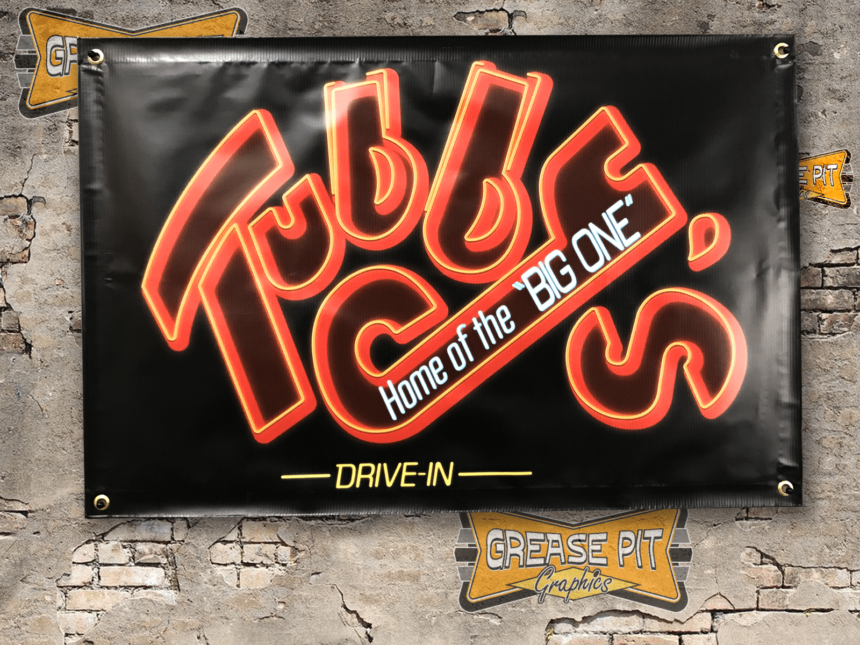 Tubby's Drive In Hollywood Knights 2'x3' Garage Shop Banner