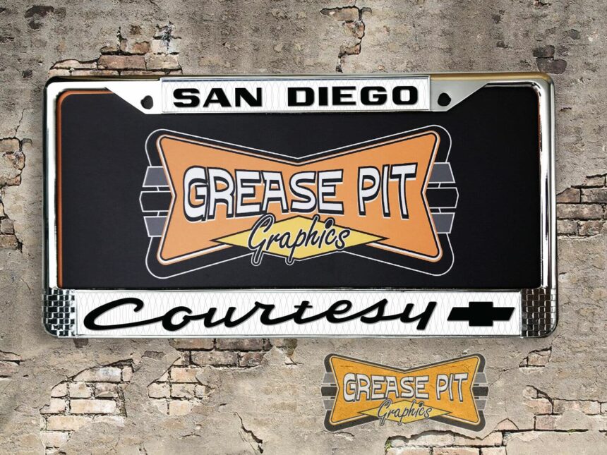 Courtesy Chevrolet San Diego License Plate Frame Tribute Black