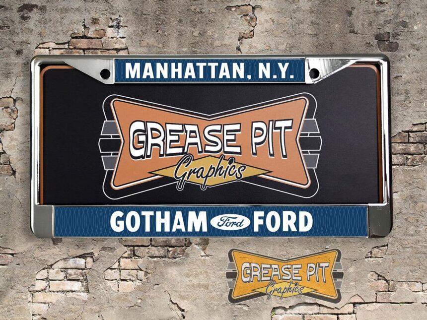 Gotham Ford License Plate Frame Tribute Ford Performance Dealer dark blue