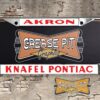 Knafel Pontiac Akron License Plate Frame - Pontiac Performance Dealer Tribute - white