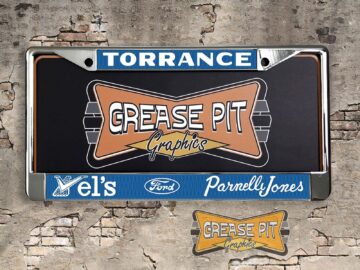 Reproduction Vel's Parnelli Jones Ford License Plate Frame Torrance