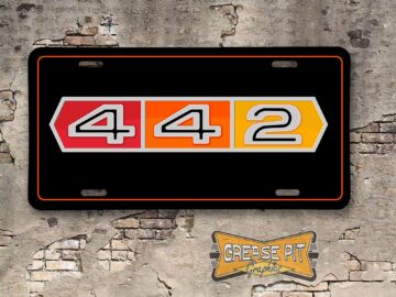 1966 - 1967 Oldsmobile Cutlass 442 License Plate black