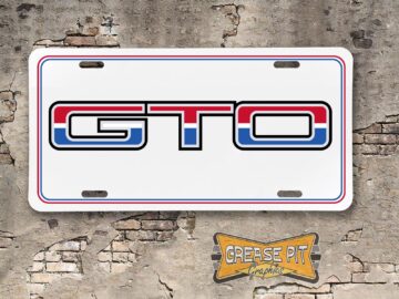 1974 Pontiac GTO License Plate Red White Blue