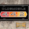 Oldsmobile Cutlass 442 1964 1965 1966 Booster License Plate text black