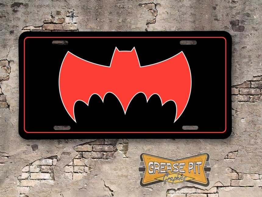 1966 Batmobile Red Bat Booster Aluminum License Plate Insert