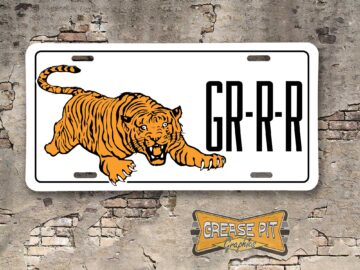 Vintage 1960's Style Tiger GRRR Booster Aluminum License Plate Insert