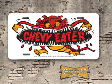 Vintage Style 1960s Hot Rod Chevy Eater Booster Aluminum License Plate Insert