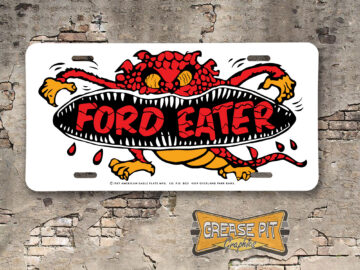 Vintage Style 1960s Hot Rod Ford Eater Booster Aluminum License Plate Insert