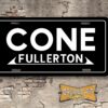 Cone Chevrolet Fullerton Booster Aluminum License Plate Insert white letters