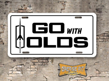 "Go with Olds" Oldsmobile Aluminum License Plate Insert
