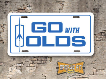 "Go with Olds" Oldsmobile Aluminum License Plate Insert