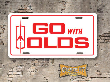 "Go with Olds" Oldsmobile Aluminum License Plate Insert
