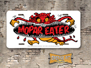 Vintage Style 1960s Hot Rod Mopar Eater Booster Aluminum License Plate Insert