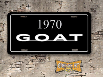 1970 Pontiac GTO GOAT Booster Aluminum License Plate Insert
