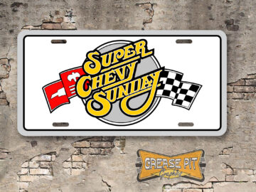 Super Chevy Sunday Booster Aluminum License Plate Insert