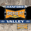 A vintage style reproduction dealership license plate frame for the Valley Ford dealership of Hanford.