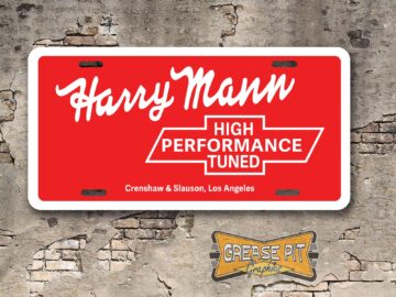 Harry Mann Chevrolet Booster License Plate Insert Crenshaw & Slauson red
