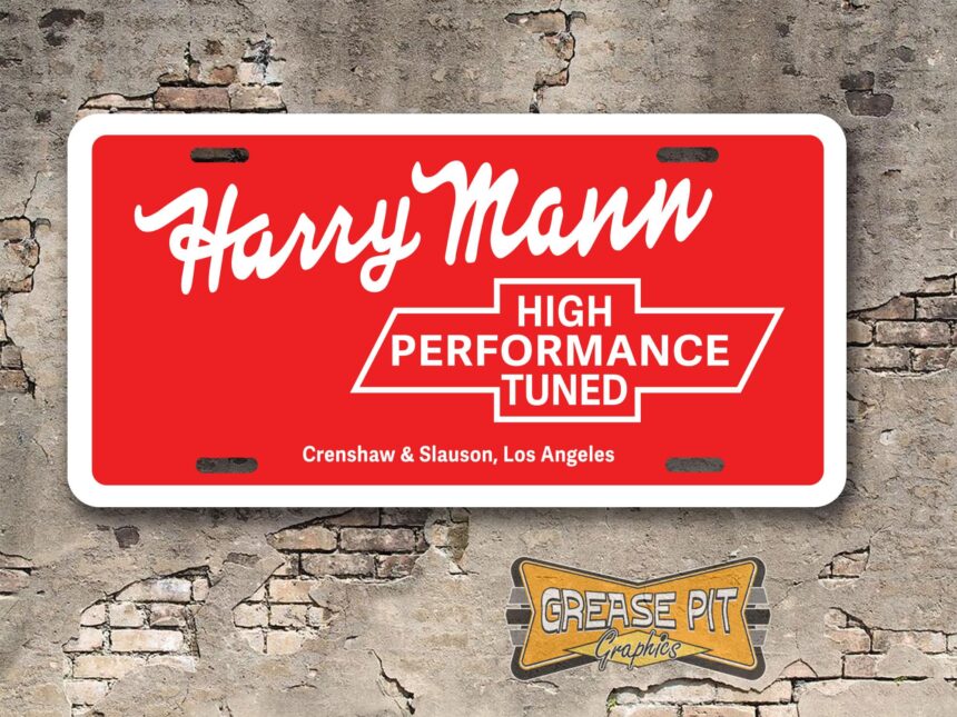 Harry Mann Chevrolet Booster License Plate Insert Crenshaw & Slauson red