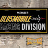 Member Oldsmobile Racing Division Booster Aluminum License Plate Black Yellow