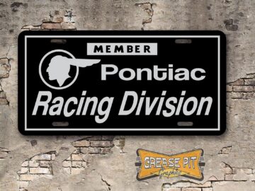 Member Pontiac Racing Division Booster License Plate Insert Black