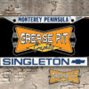 Singleton Chevrolet Dealership License Plate Frame Monterey Peninsula Blue White