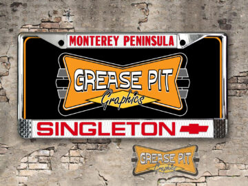 Singleton Chevrolet Dealership License Plate Frame Monterey Peninsula Red White
