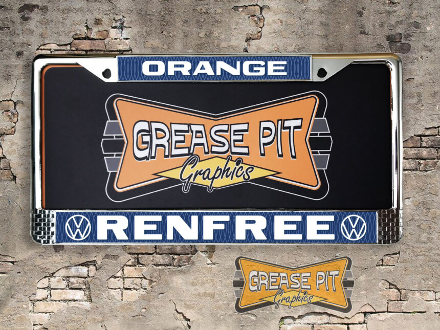 Renfree VW Volkswagen Dealership License Plate Frame Orange California