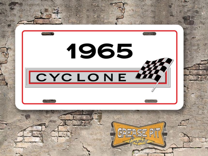 Mercury Cyclone Booster Aluminum License Plate Insert White