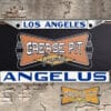 A vintage style reproduction dealership license plate frame for the Angelus Chevrolet dealership of Los Angeles California . This reproduction dealership license plate frame will look great bolted on to your Classic Chevy whether it’s a Cruiser, a Hot Rod or a Muscle Car.