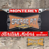 A vintage style reproduction dealership license plate frame for the British Motors of Monterey License Plate Frame. This reproduction dealership license plate frame will look great bolted on to your Classic Sports Car or Sedan whether it’s a Jaguar, MG, Triumph or Austin-Healey.