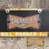 A newly produced vintage style Bill Parker 4 SPD reproduction dealership license plate frame for your Hot Rod, Vintage Classic car, or Muscle car.