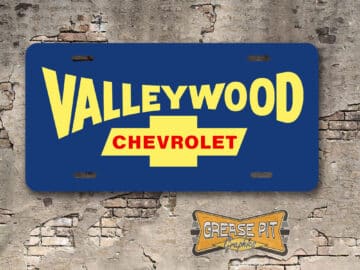 A newly produced vintage style tribute Valleywood Chevrolet License Plate Insert Napa for your Hot Rod, Vintage Classic car, or Muscle car.
