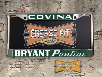 Reproduction Bryant Pontiac license plate frame Covina
