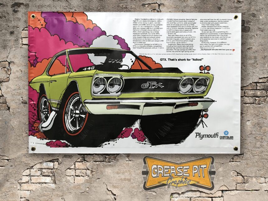 Plymouth-GTX-Adios 3 x2 Garage Shop Banner