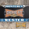 A newly produced vintage style Wester VW Volkswagen Monterey reproduction dealership license plate frame for your Hot Rod, Vintage Classic car, or Muscle car.