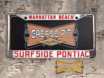 Reproduction Surfside Pontiac license plate frame Manhattan Beach